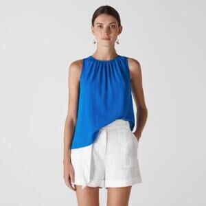 Whistles Lark Tie Back Top Tank Blouse Royal Blue 6